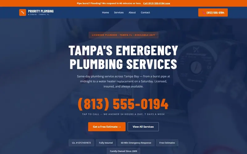 Priority Plumbing website