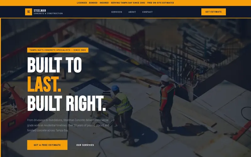 Steelman Concrete website